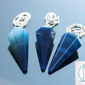 Blue Onyx Pendulum Natural Gemstone for Dowsing Scrying Divination Meditation Michael's UK Jewellery