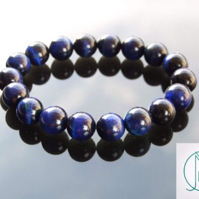 Blue Tigers Eye 10mm Natural Dyed Gemstone 6-9'' Elasticated Michael's UK Jewellery