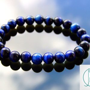 Blue Tigers Eye Dyed Natural Gemstone Bracelet 6-9'' Elasticated Michael's UK Jewellery