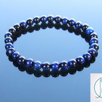 Blue Tigers Eye Natural Dyed 6mm Gemstone Bracelet 6-9'' Elasticated Michael's UK Jewellery