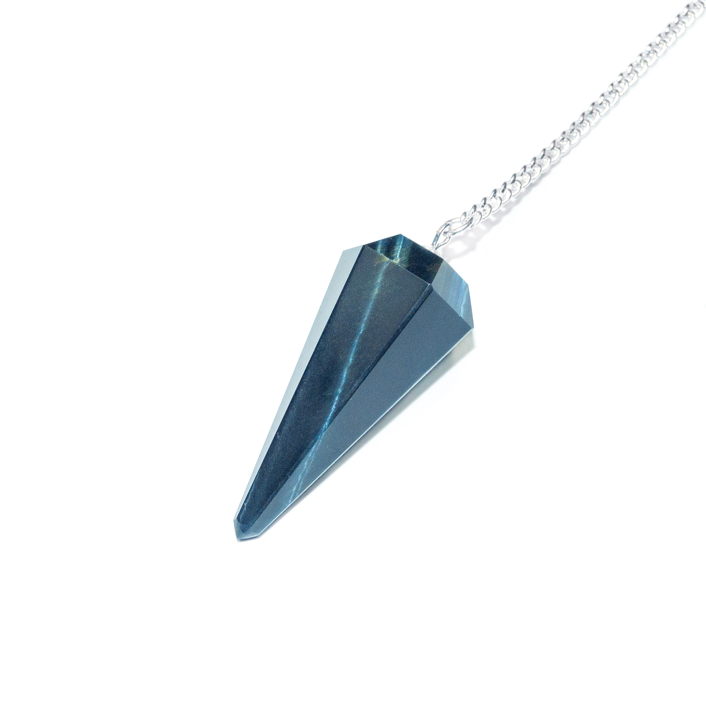 Blue Tiger's Hawk's Eye Gemstone Pendulum for Dowsing Divination Wicca mine to mind