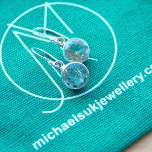 Blue Topaz Natural Gemstone 925 Sterling Silver Earrings Michael's UK Jewellery