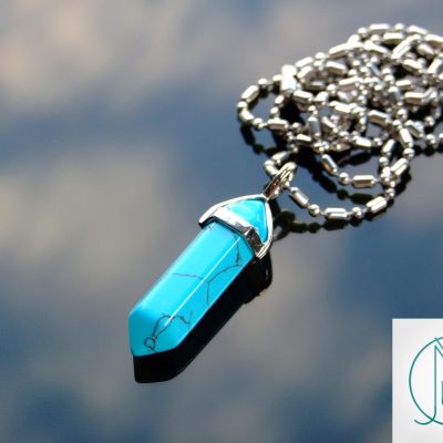 Necklace Blue Turquiose Point Pendant Manmade beads mouse