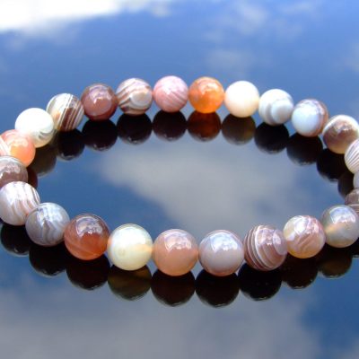 Botswana Agate Natural Gemstone Bracelet 6-9'' Elasticated Michael's UK Jewellery