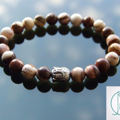 Buddha Australian Zebra Jasper Natural Gemstone Bracelet 6-9'' Elasticated Michael's UK Jewellery