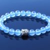 Buddha Blue Agate Dyed Natural Gemstone Bracelet 6-9'' Elasticated Michael's UK Jewellery