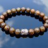 Buddha Bronzite Natural Gemstone Bracelet 6-9'' Elasticated Michael's UK Jewellery