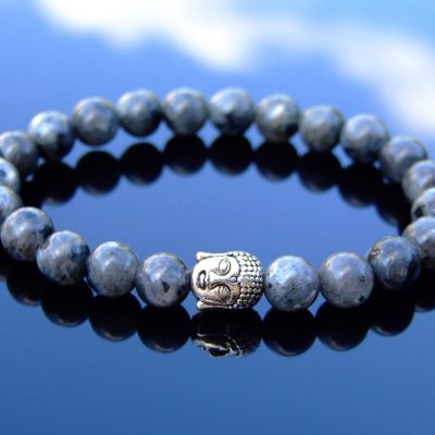 Buddha Chinese Labradorite Larvikite Natural Gemstone Bracelet 6-9'' Elasticated Michael's UK Jewellery