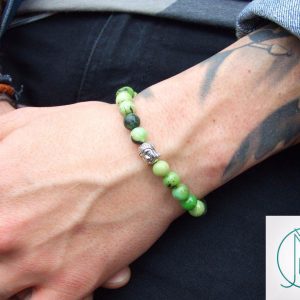 Buddha Chrysoprase Natural Gemstone Bracelet 6-9'' Elasticated Michael's UK Jewellery