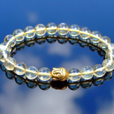 Buddha Citrine Gold Natural Gemstone Bracelet 6-9'' Elasticated Michael's UK Jewellery
