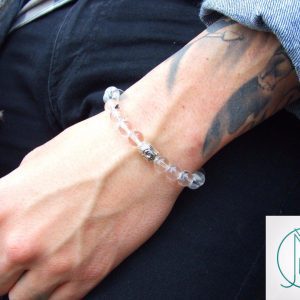 Buddha Clear Quartz Natural Gemstone Bracelet 6-9'' Elasticated Michael's UK Jewellery