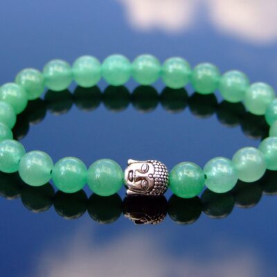 Buddha Green Aventurine Natural Gemstone Bracelet 6-9'' Elasticated Michael's UK Jewellery