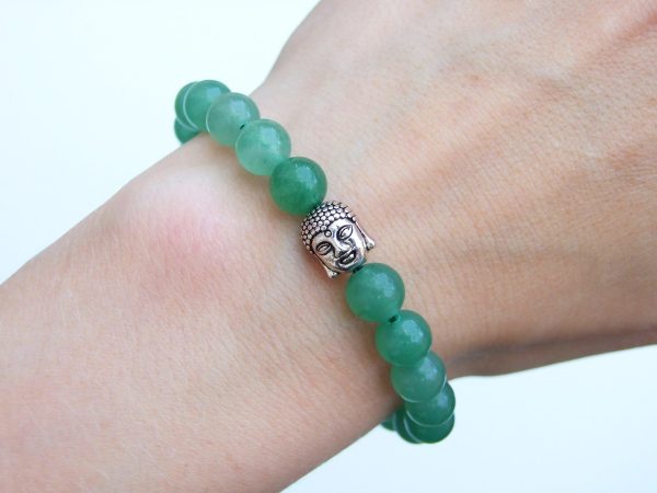 Buddha Green Aventurine Natural Gemstone Bracelet 6-9'' Elasticated Michael's UK Jewellery