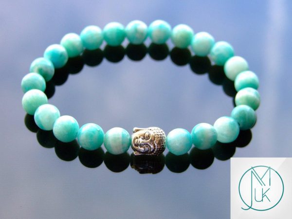 Buddha Hemimorphite Natural Gemstone Bracelet 6-9'' Elasticated Michael's UK Jewellery