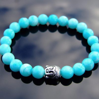 Buddha Hemimorphite Natural Gemstone Bracelet 6-9'' Elasticated Michael's UK Jewellery