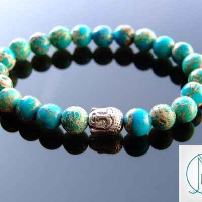 Buddha Imperial Jasper Natural Dyed Gemstone Bracelet 7-8'' Elasticated Michael's UK Jewellery