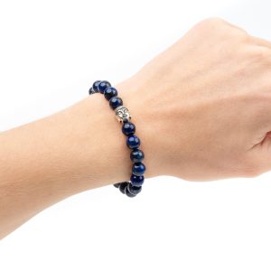 Buddha Lapis Lazuli A Grade Natural Gemstone Bracelet 6-9'' Elasticated Michael's UK Jewellery