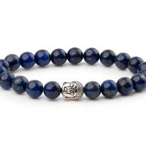Buddha Lapis Lazuli A Grade Natural Gemstone Bracelet 6-9'' Elasticated Michael's UK Jewellery