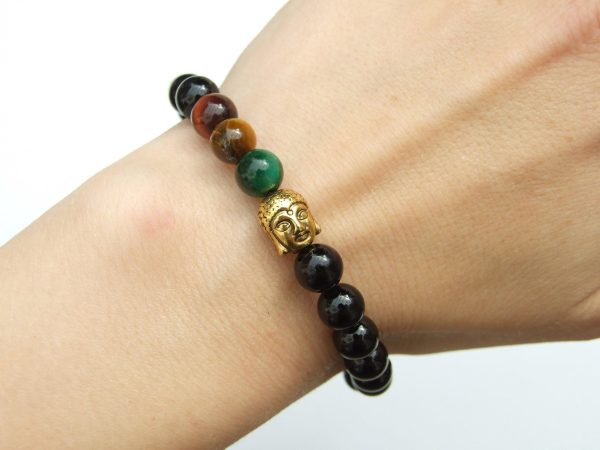 Buddha Mix Rasta Natural Gemstone Bracelet 6-9'' Elasticated Michael's UK Jewellery