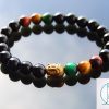 Buddha Mix Rasta Natural Gemstone Bracelet 6-9'' Elasticated Michael's UK Jewellery