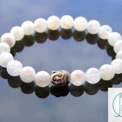 Buddha Moonstone Natural Gemstone Bracelet 6-9'' Elasticated Michael's UK Jewellery