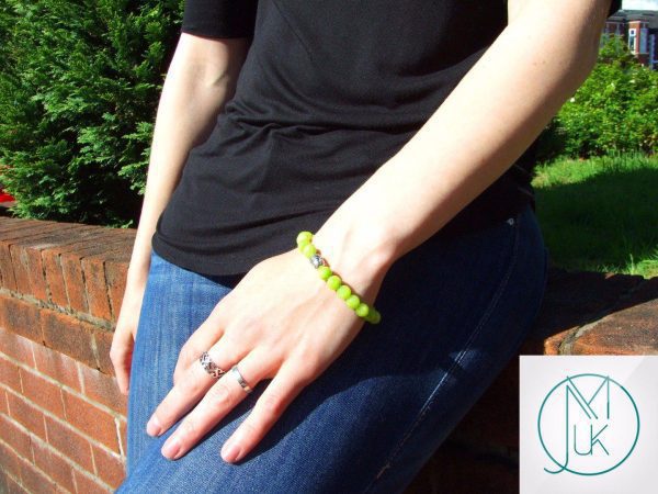 Buddha Olive Mashan Jade Dyed Natural Gemstone Bracelet 6-9'' Elasticated Michael's UK Jewellery