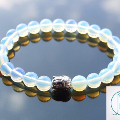 Buddha Opalite Manmade Gemstone Bracelet 6-9'' Elasticated Michael's UK Jewellery