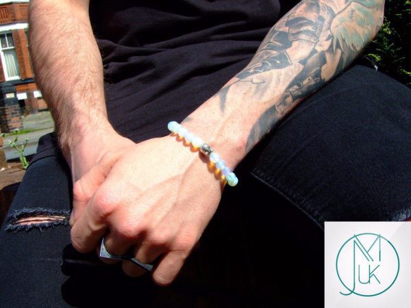 Buddha Opalite Manmade Gemstone Bracelet 6-9'' Elasticated Michael's UK Jewellery