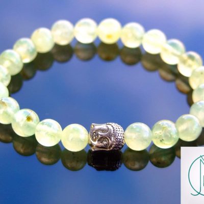 Buddha Prehnite Natural Gemstone Bracelet 6-9'' Elasticated Michael's UK Jewellery