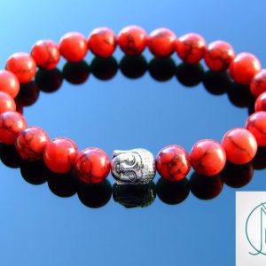 Buddha Red Turquoise Manmade Gemstone Bracelet 7-8'' Elasticated Michael's UK Jewellery