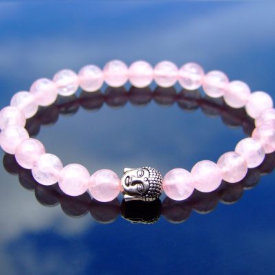 Buddha Rose Quartz Natural Dyed Gemstone Bracelet 6-9'' Elasticated Michael's UK Jewellery