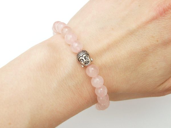 Buddha Rose Quartz Natural Dyed Gemstone Bracelet 6-9'' Elasticated Michael's UK Jewellery