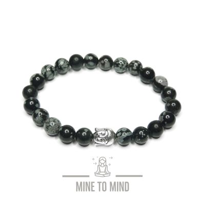 Buddha Snowflake Obsidian Gemstone Bracelet Natural Beads minetomind beadsmouse.co.uk