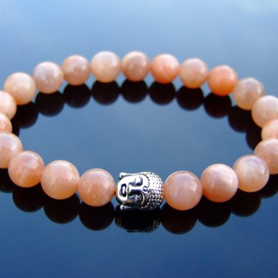 Buddha Sunstone Natural Gemstone Bracelet 6-9'' Elasticated Michael's UK Jewellery