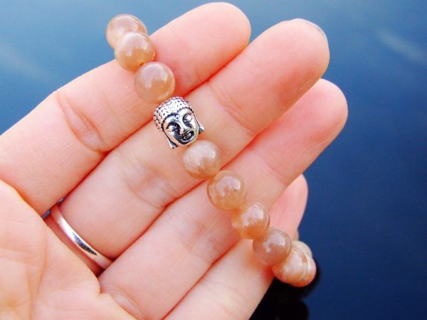 Buddha Sunstone Natural Gemstone Bracelet 6-9'' Elasticated Michael's UK Jewellery
