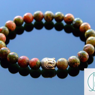 Buddha Unakite Natural Gemstone Bracelet 6-9'' Elasticated Michael's UK Jewellery