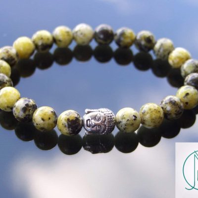 Buddha Yellow Turquoise Natural Gemstone Bracelet 6-9'' Elasticated Michael's UK Jewellery