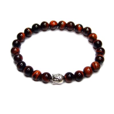 Buddha Red Tiger Eye Natural Gemstone Bracelet 6-9'' Elasticated