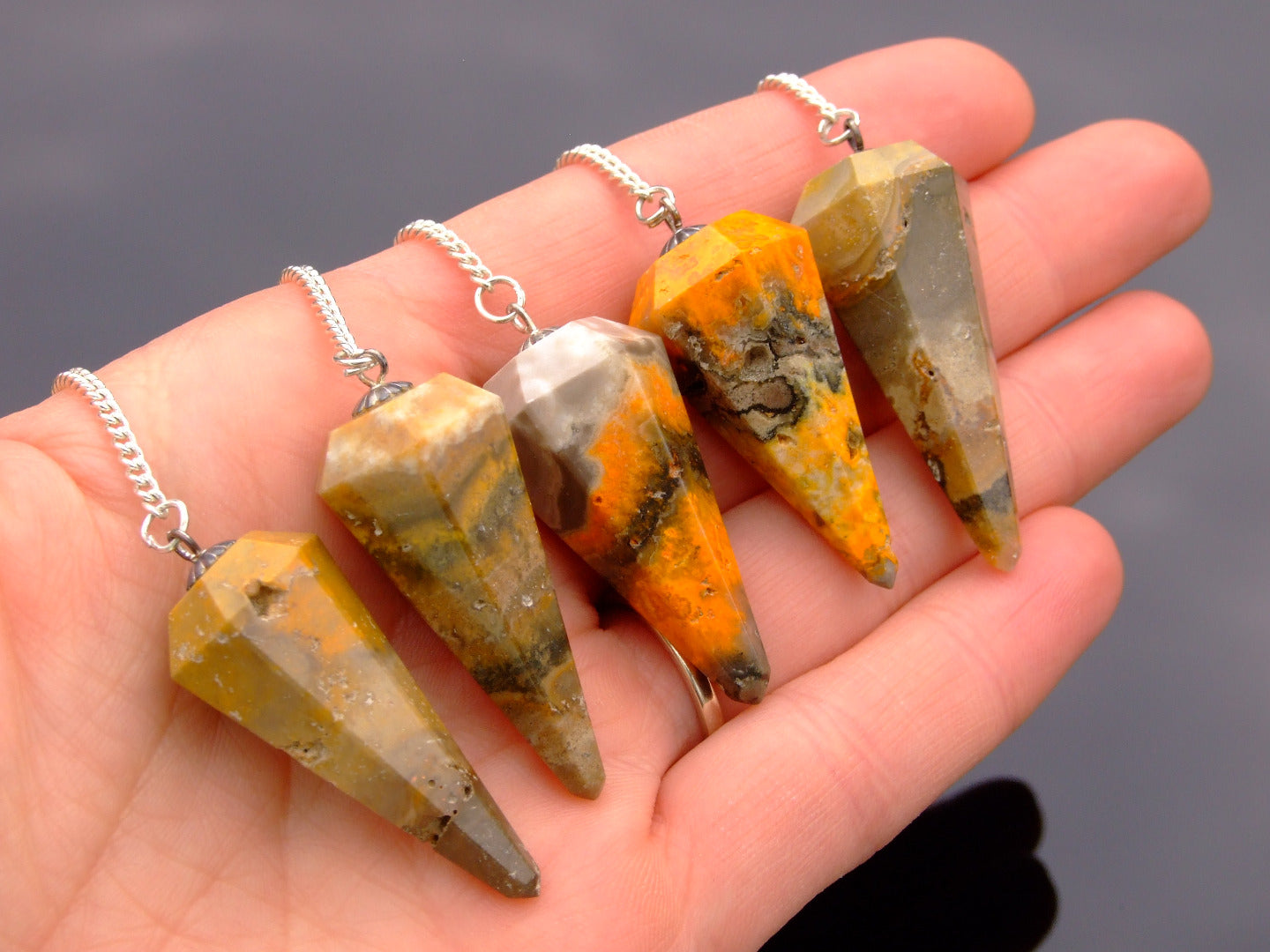 Bumble Bee Jasper Pendulum Natural Gemstone for Dowsing Scrying Divination Meditation Michael's UK Jewellery