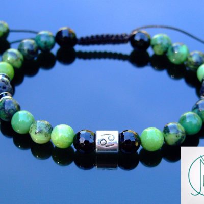 Cancer Chrysoprase Onyx Lava Birthstone Bracelet 6-9'' Macrame Michael's UK Jewellery