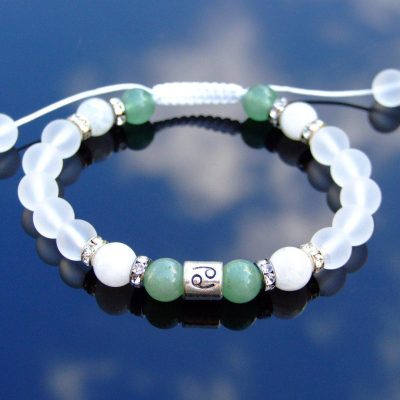 Cancer Moonstone Aventurine Birthstone Bracelet 6-9'' Macrame Michael's UK Jewellery