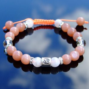 Cancer Peach Moonstone Birthstone Bracelet 6-9'' Macrame Michael's UK Jewellery