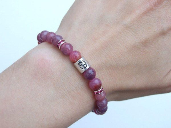 Cancer Ruby Birthstone Bracelet 6-9'' Elasticated Michael's UK Jewellery