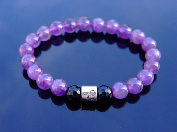 Capricorn Amethyst Onyx Birthstone Bracelet 6-9'' Elasticated Michael's UK Jewellery