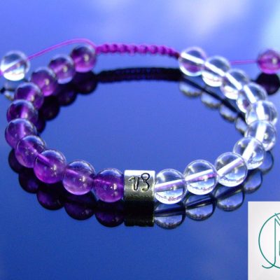 Capricorn Amethyst Rock Crystal Birthstone Bracelet 6-9'' Macrame Michael's UK Jewellery