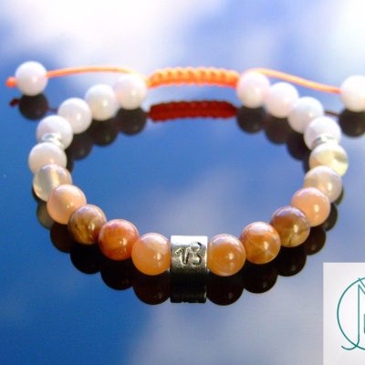 Capricorn Moonstone Sunstone Birthstone Bracelet 6-9'' Macrame Michael's UK Jewellery