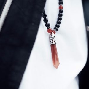 Carnelian Lava Onyx Crystal Natural Gemstone Macrame Necklace Michael's UK Jewellery