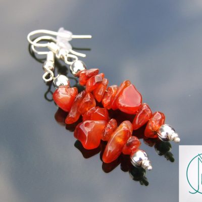 Carnelian Natural Gemstone Chip Drop Earrings Michael's UK Jewellery
