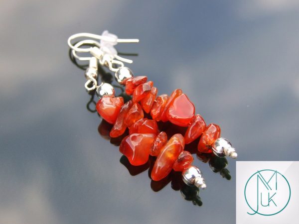 Carnelian Natural Gemstone Chip Drop Earrings Michael's UK Jewellery
