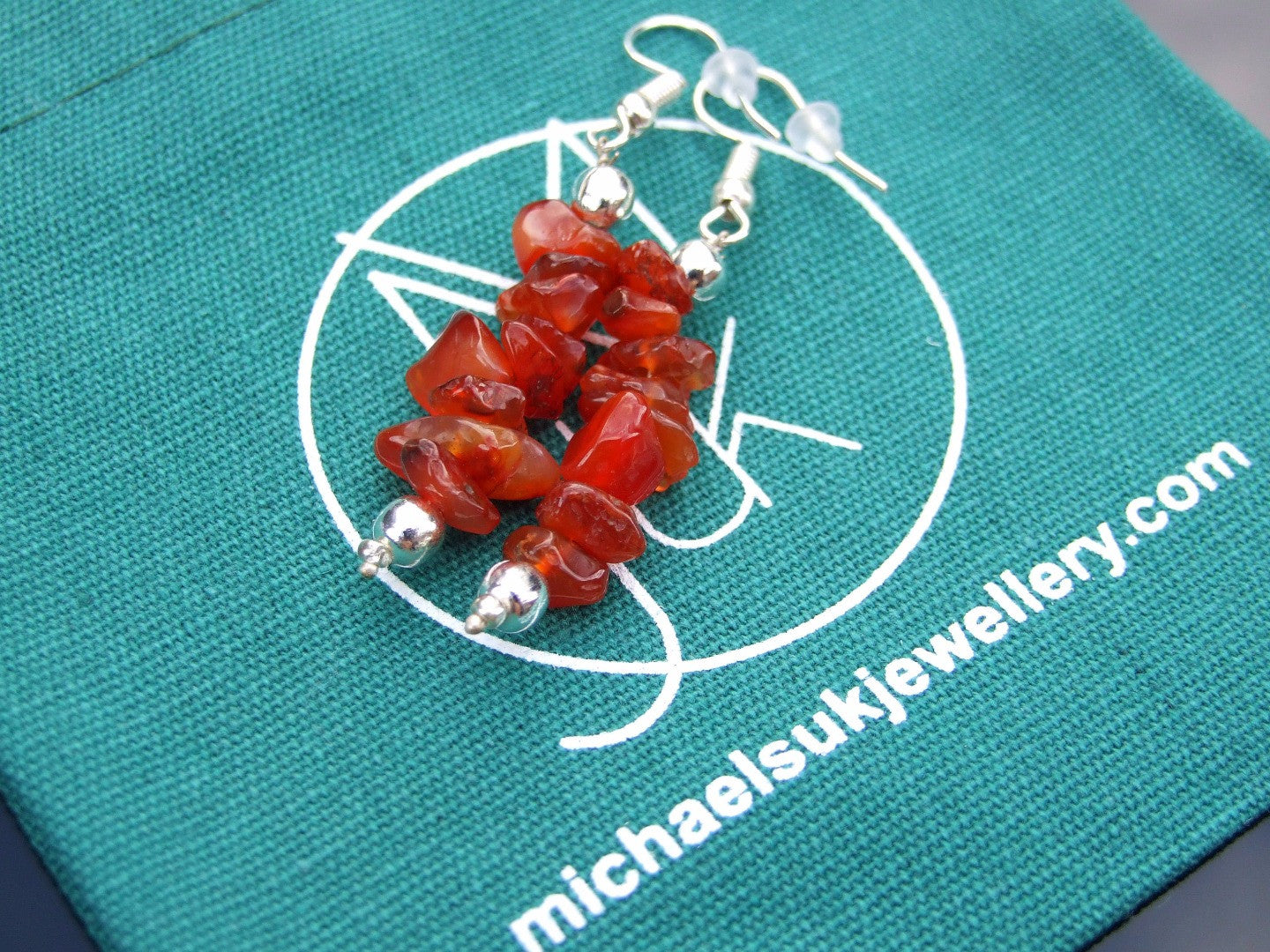 Carnelian Natural Gemstone Chip Drop Earrings Michael's UK Jewellery
